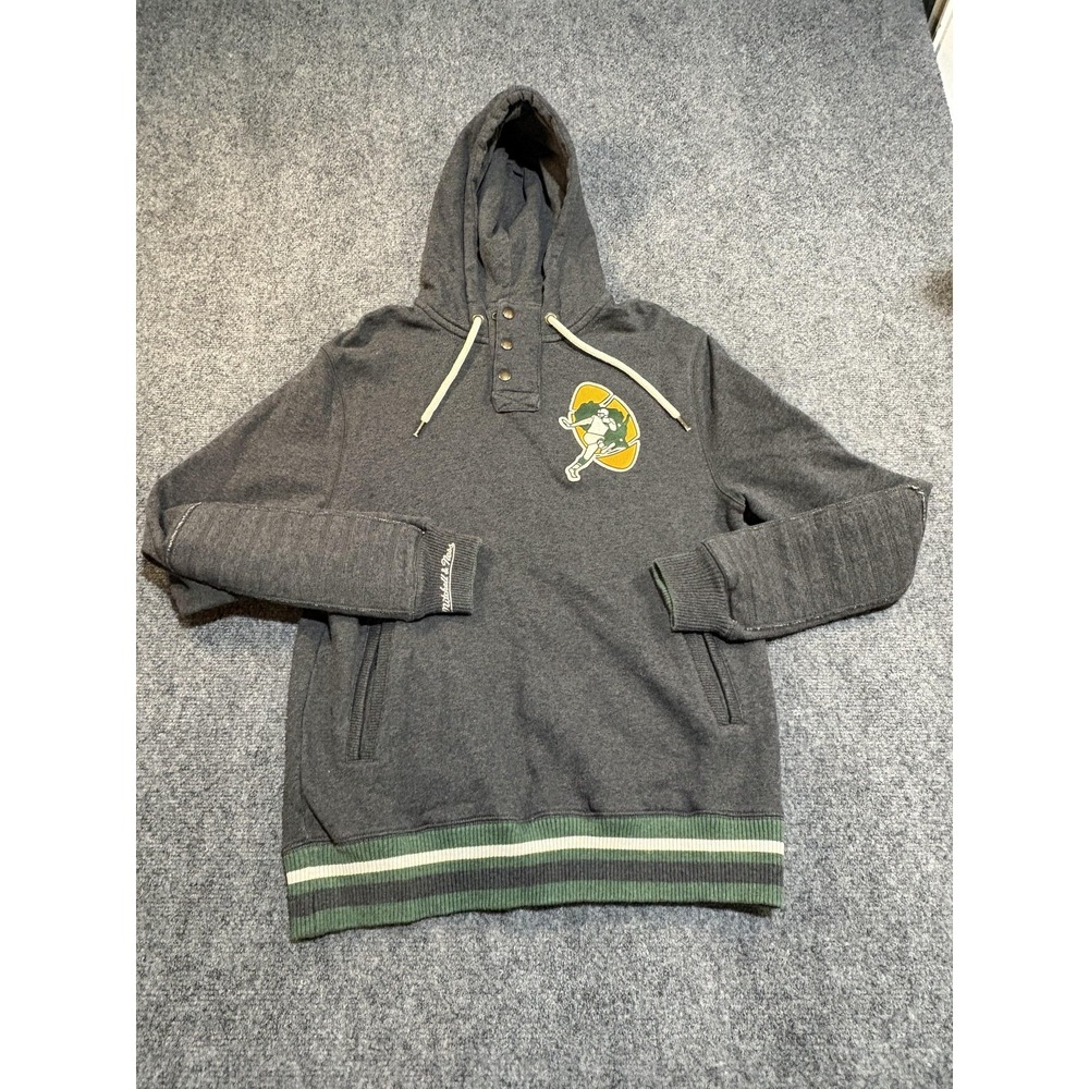 Green Bay Packers Throwbacks Hoodie Sweatshirt Men M Gray Football Mitchell Ness